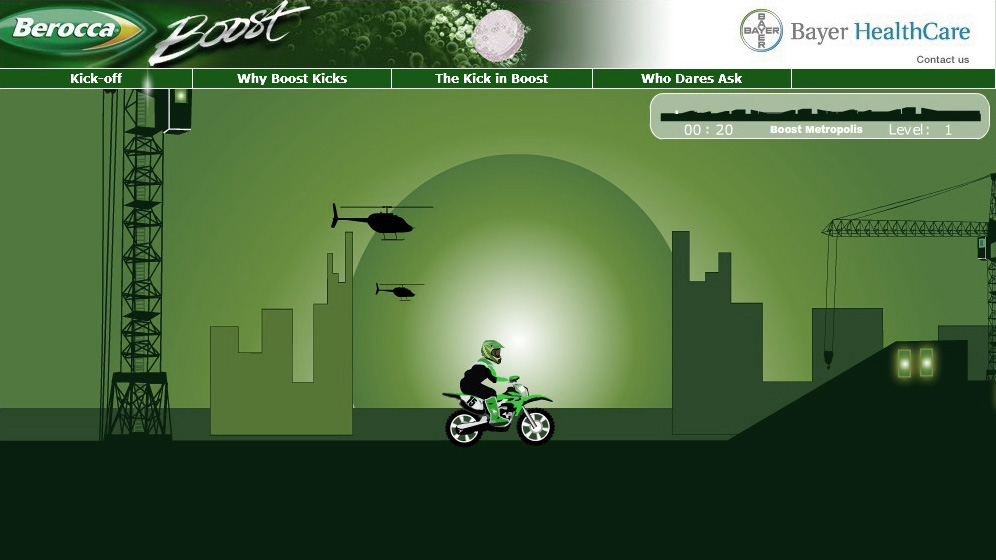 Screenshot Berocca Boost Motocross Flash Game – Skyline