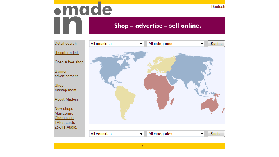 Bildschirmfoto E-Commerce Made In – Online Shop