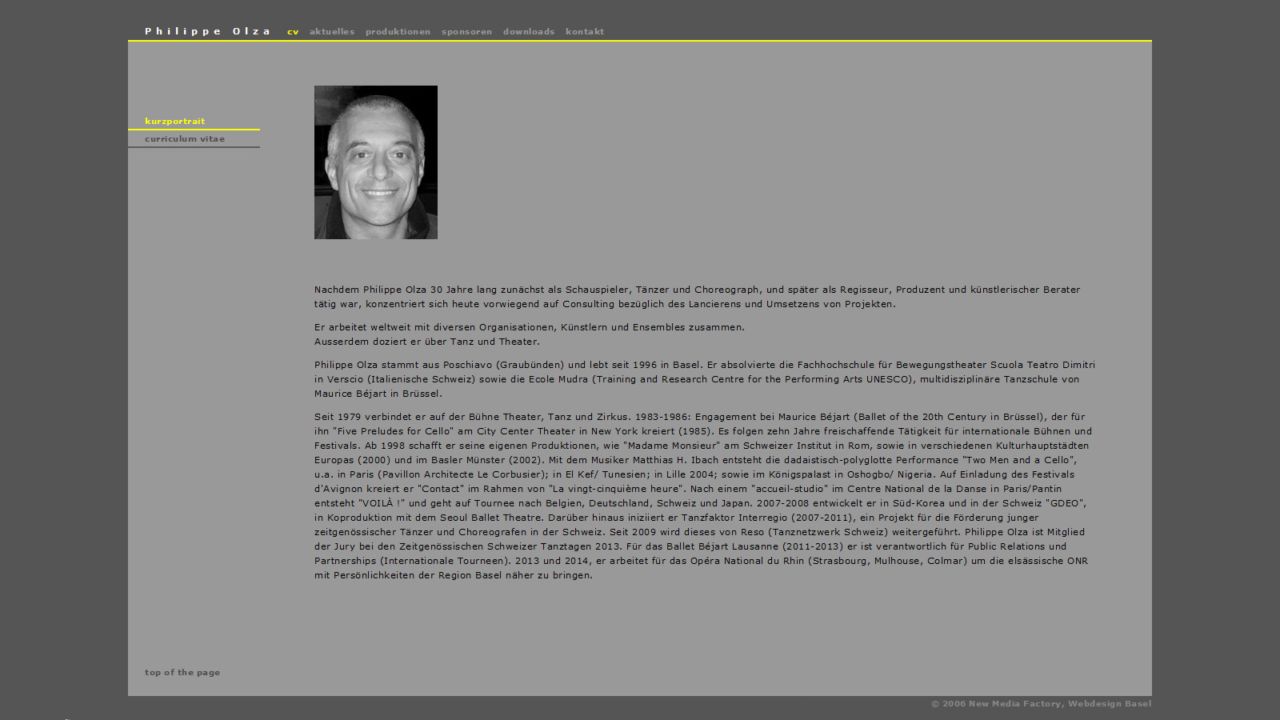 Bildschirmfoto Webdesign L Philippe Olza – Künstlerwebsite