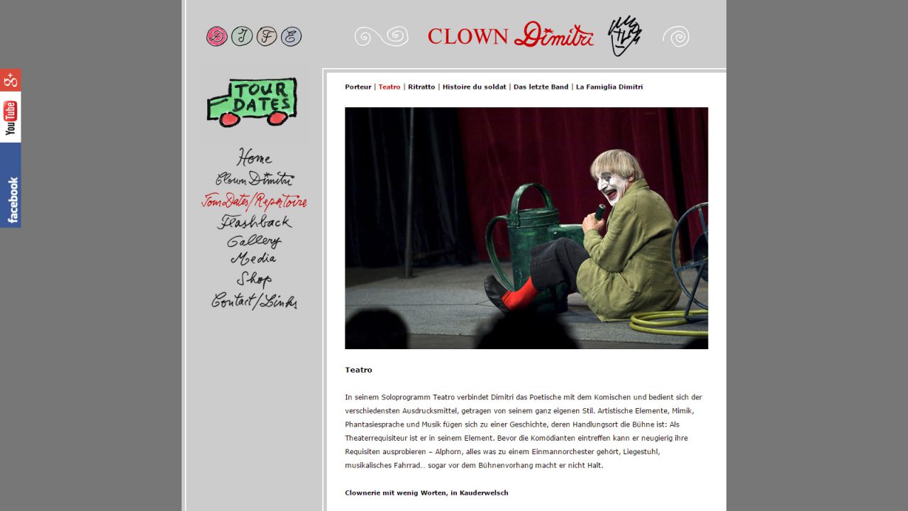 Bildschirmfoto Webdesign L Clown Dimitri – The Official Website