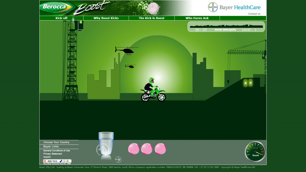 Screenshot Berocca Boost Motocross Flash Game – Website