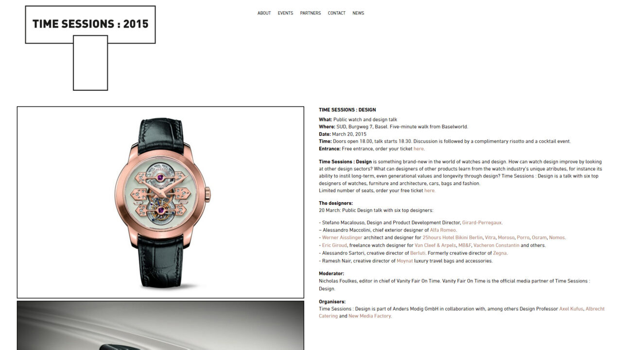 Bildschirmfoto Webdesign S Time Sessions – Event-Website Einstiegsseite