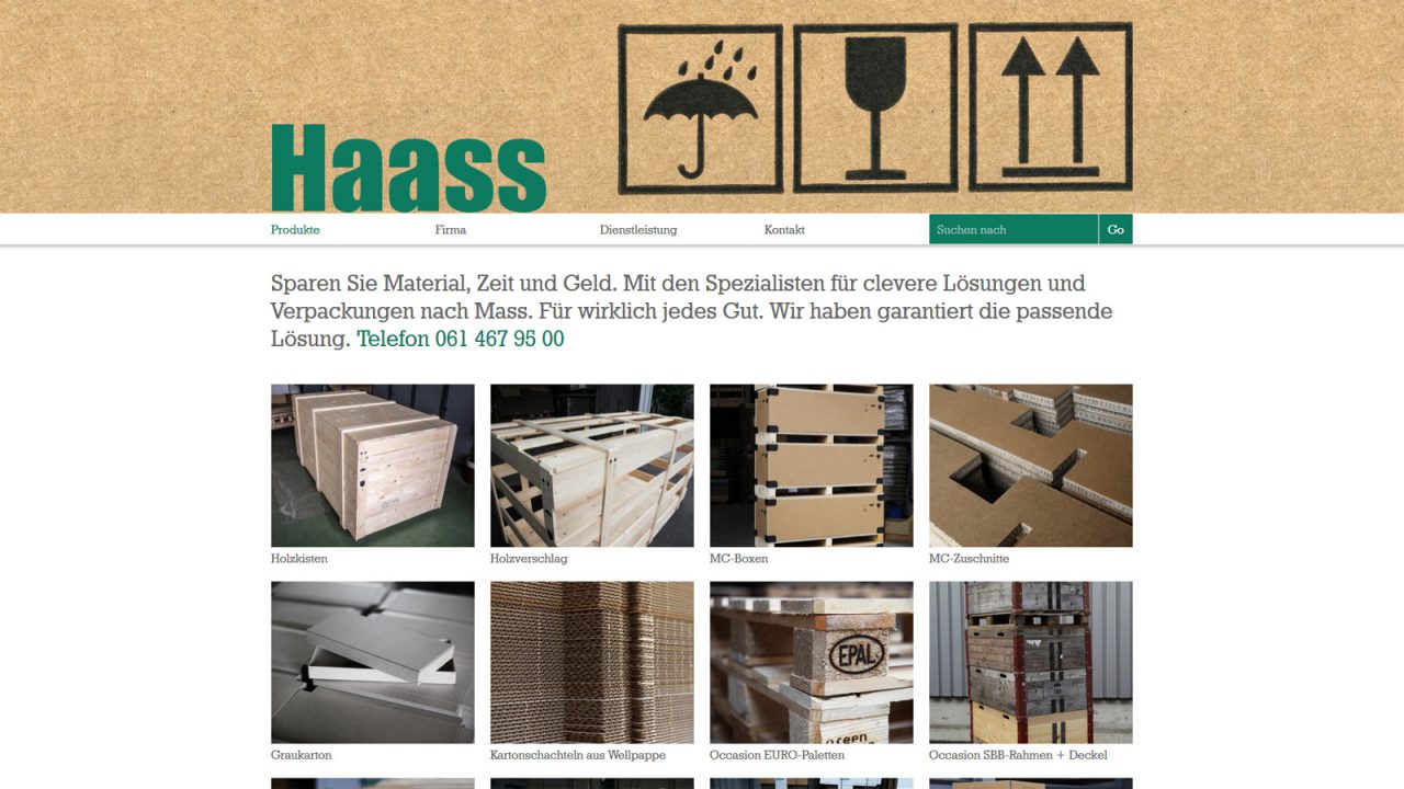 Bildschirmfoto Webdesign M Haass AG – Firmenwebsite Einstiegsseite