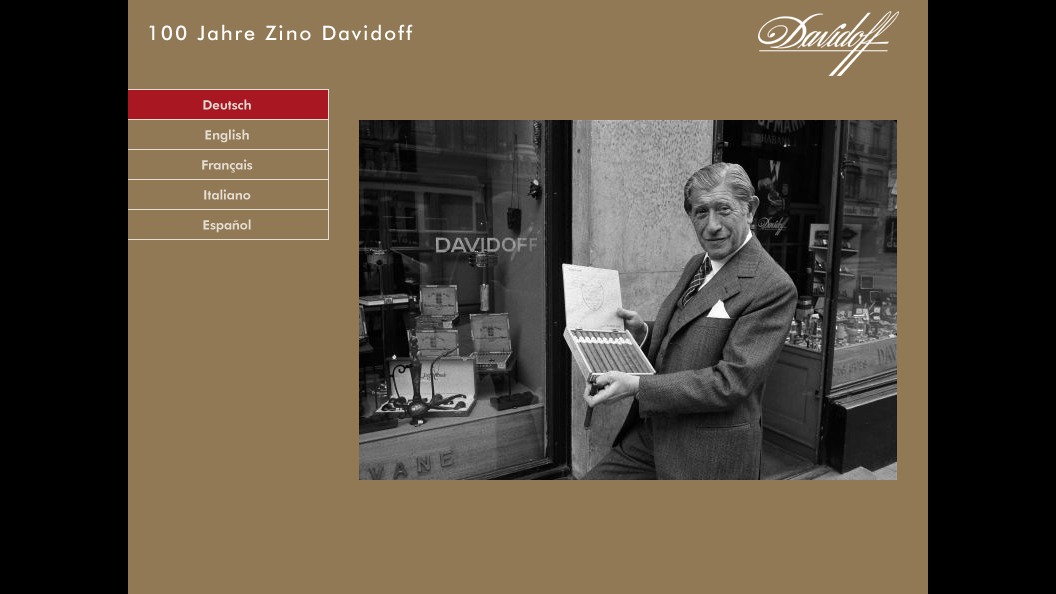 DVD 100 Jahre Zino Davidoff – Bildschirmfoto Sprachwahl