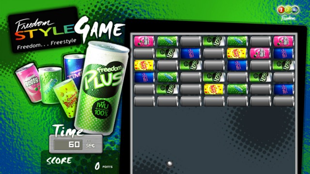 Screenshot des Games «Freedom Style» – Energy Drink Dosen zum Abschiessengames-freedom-style