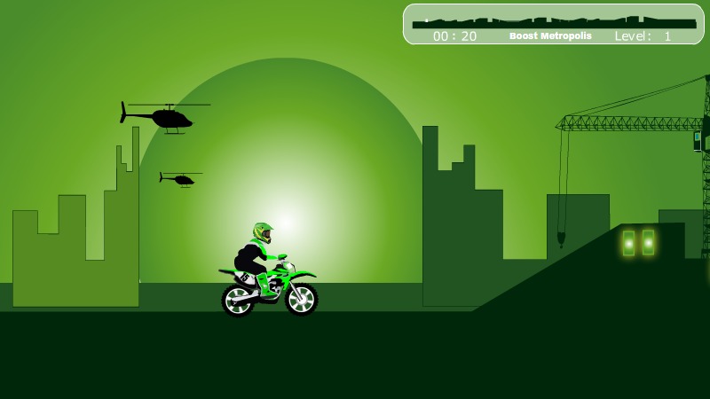 Screenshot Berocca Boost Motocross Flash Game – Skyline und Zeitmessung